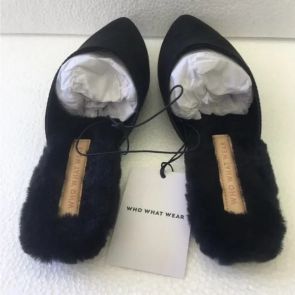 Who What Wear Black Mules with Faux Fur Lining - Picture 4 of 5